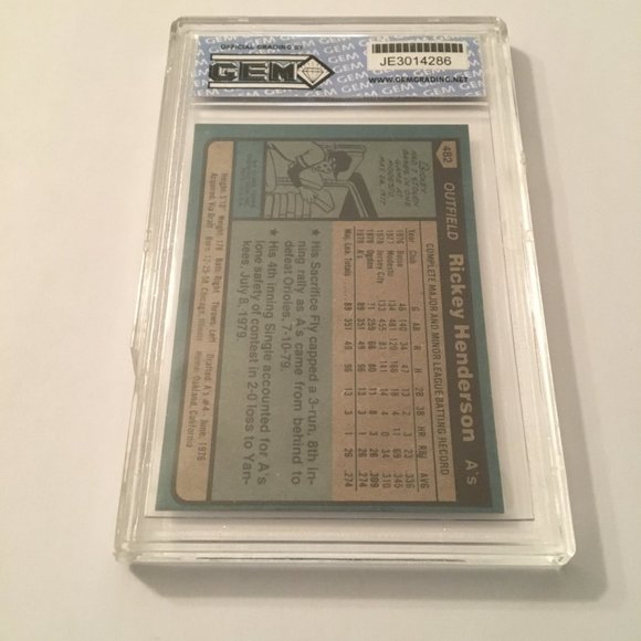 1980 Topps Rickey Henderson Rookie Card RC GEM Gem Mint 10 #482 - Picture 7 of 12